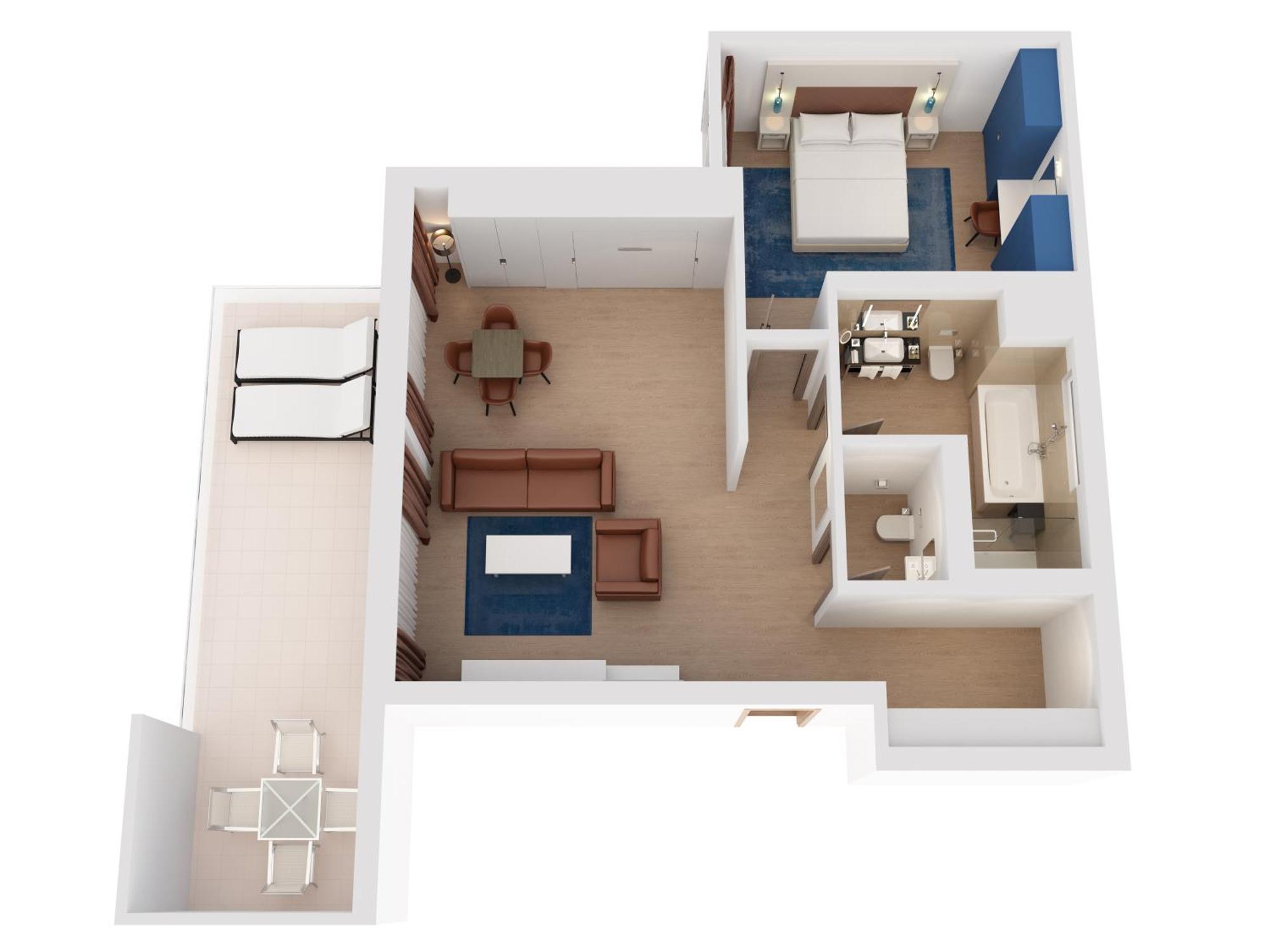 Hilton Rijeka Costabella Beach Resort And Spa 部屋 写真 A 3D floor plan of a hotel room