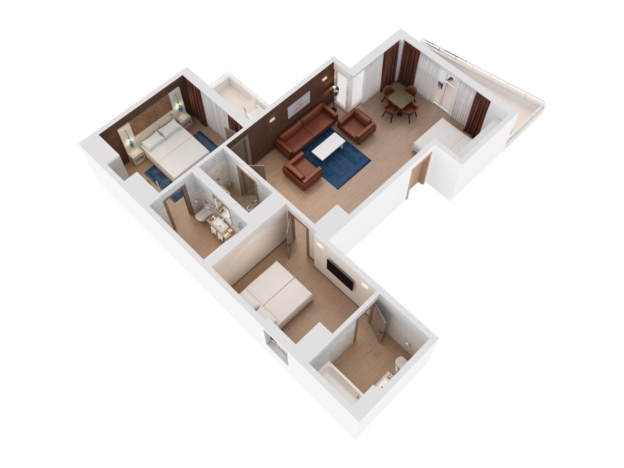 Hilton Rijeka Costabella Beach Resort And Spa 部屋 写真 3D floor plan of a hotel room